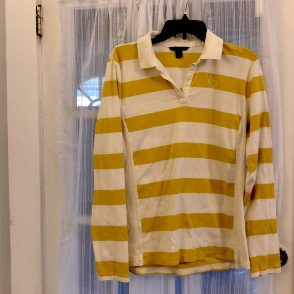 TOMMY Hilfiger XL Yellow and cream henley. Cute - Picture 1 of 7